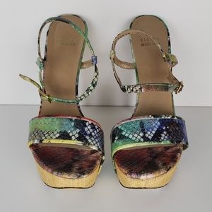 Stuart Weitzman “Onceover” Multi-color Platform Sandal Size 10